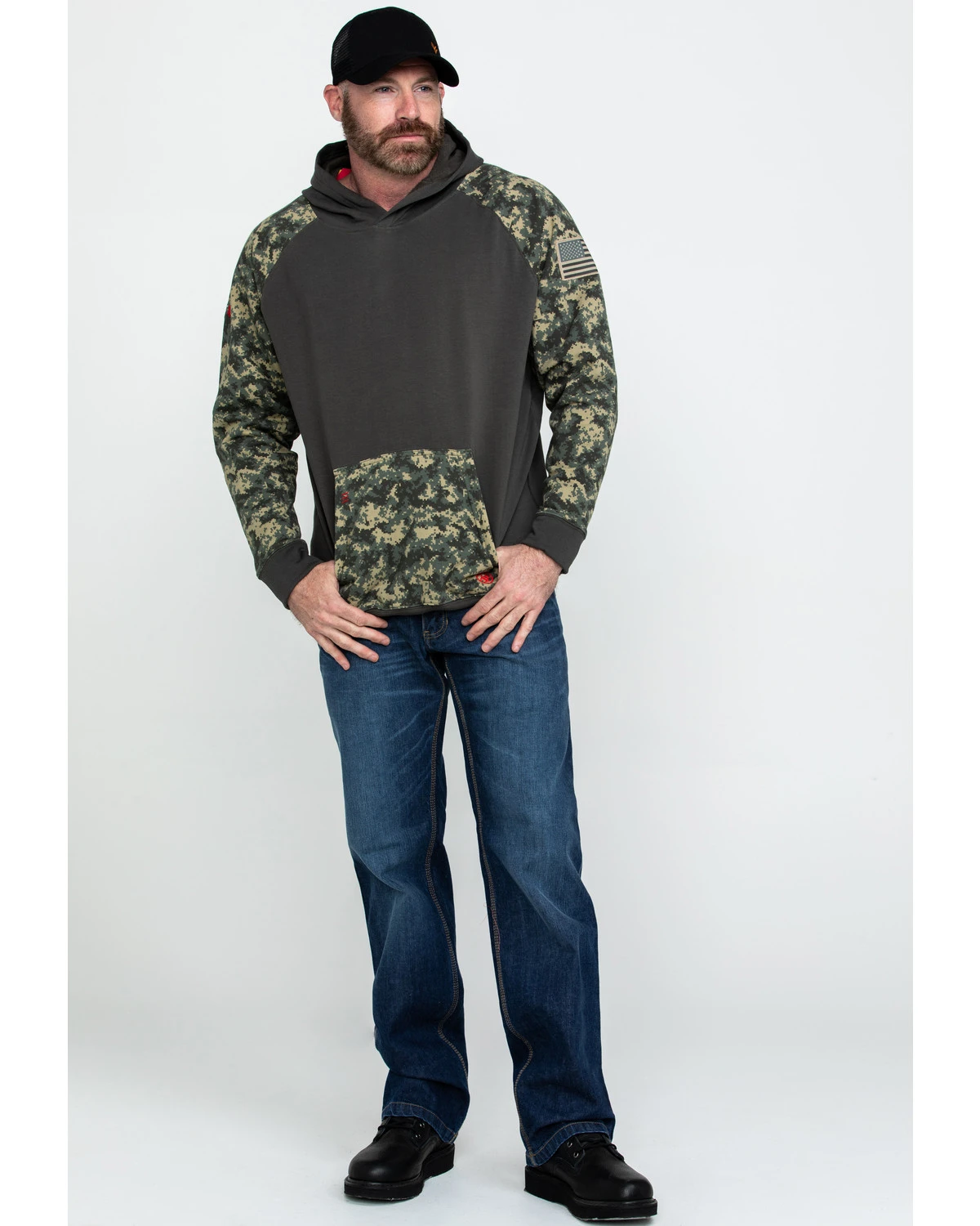 Ariat Men's FR Durastretch Camo Patriot Work Hooded Sweatshirt - Image 6