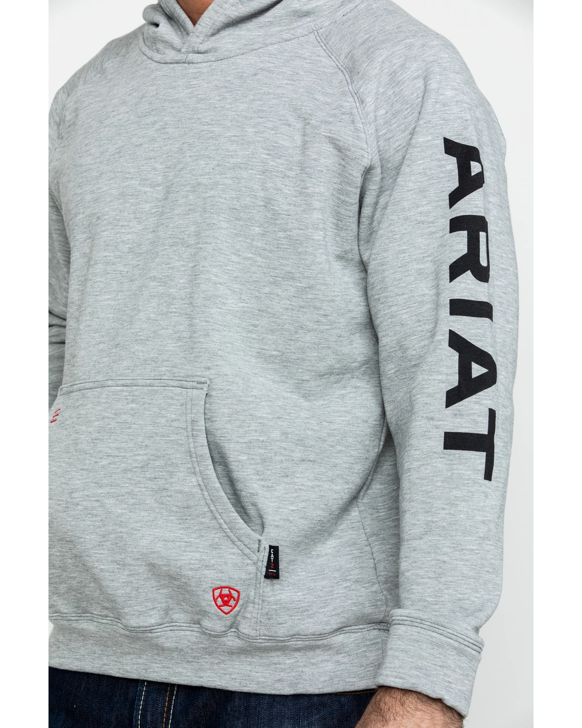 Ariat Men's FR Primo Fleece Logo Hooded Work Sweatshirt - Tall - Image 4