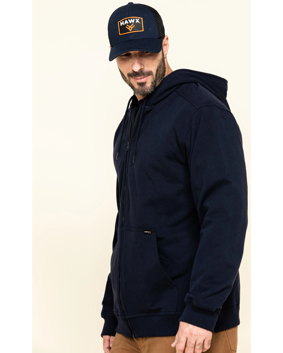 Hawx Men's FR Zip Up Fleece Hooded Work Hoodie - Image 3