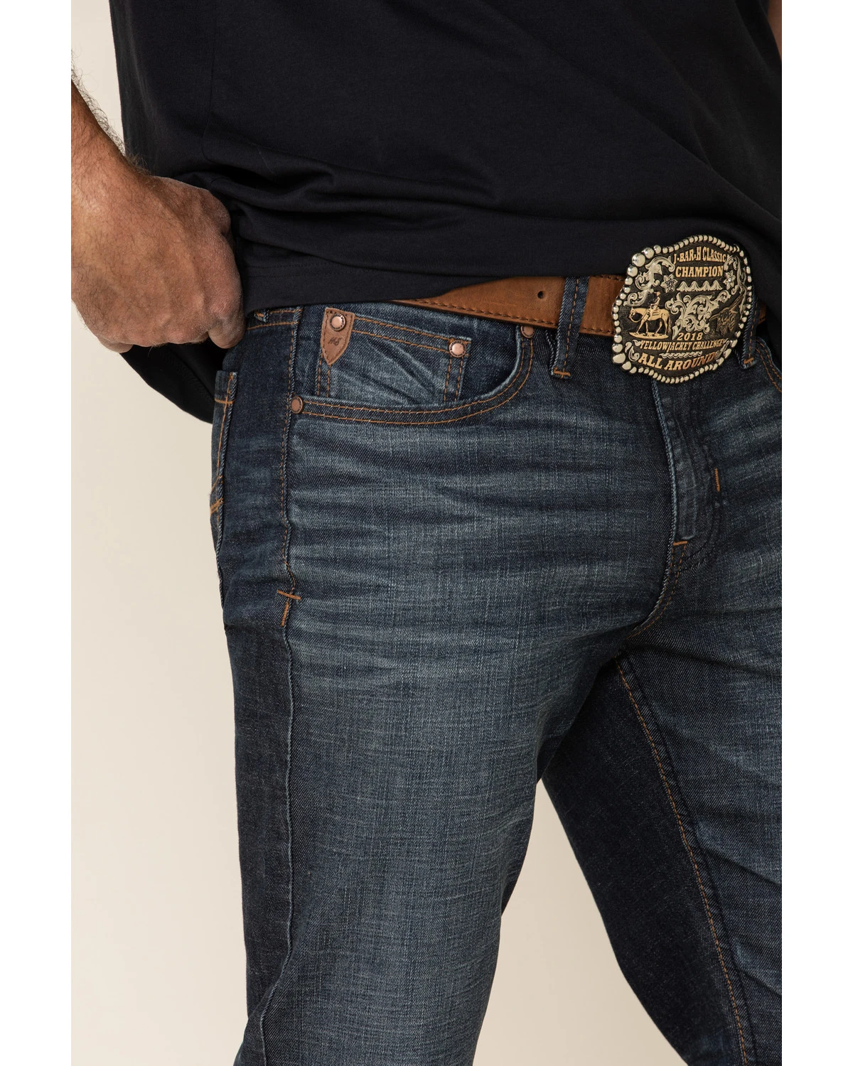 Moonshine Spirit Men's Eating Iron Dark Stretch Slim Straight Jeans - Image 3