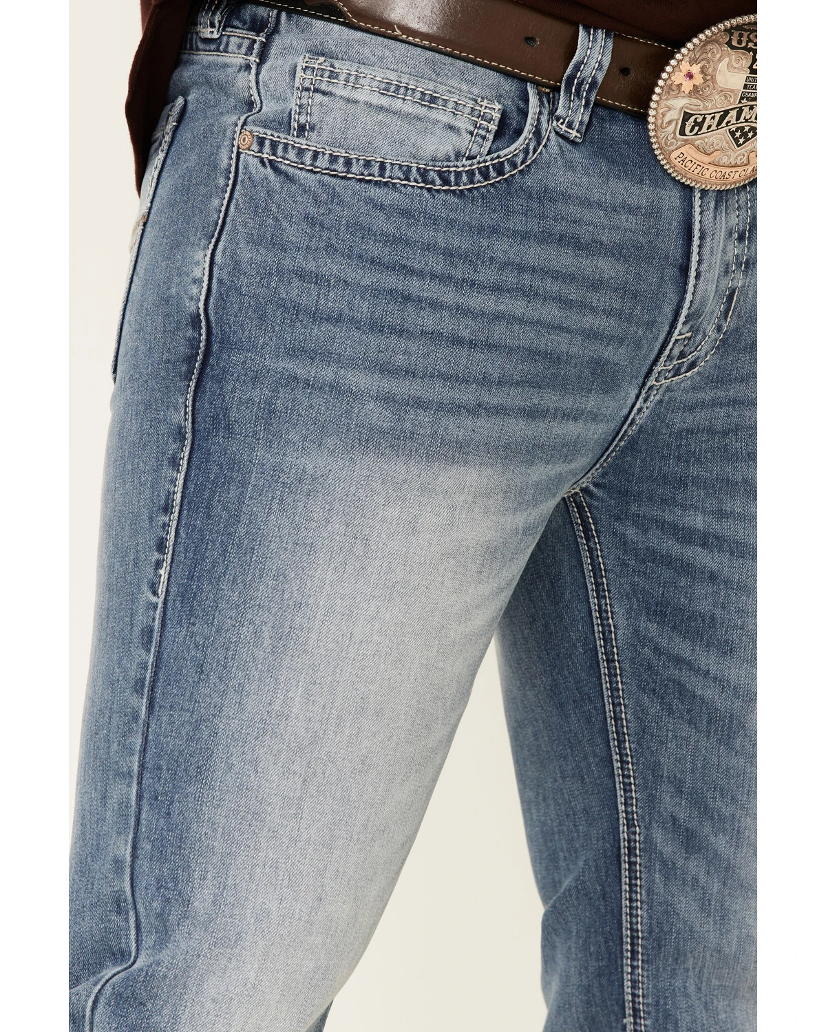 Rock & Roll Denim Men's Light Vintage Revolver Stretch Slim Straight Jeans - Image 4