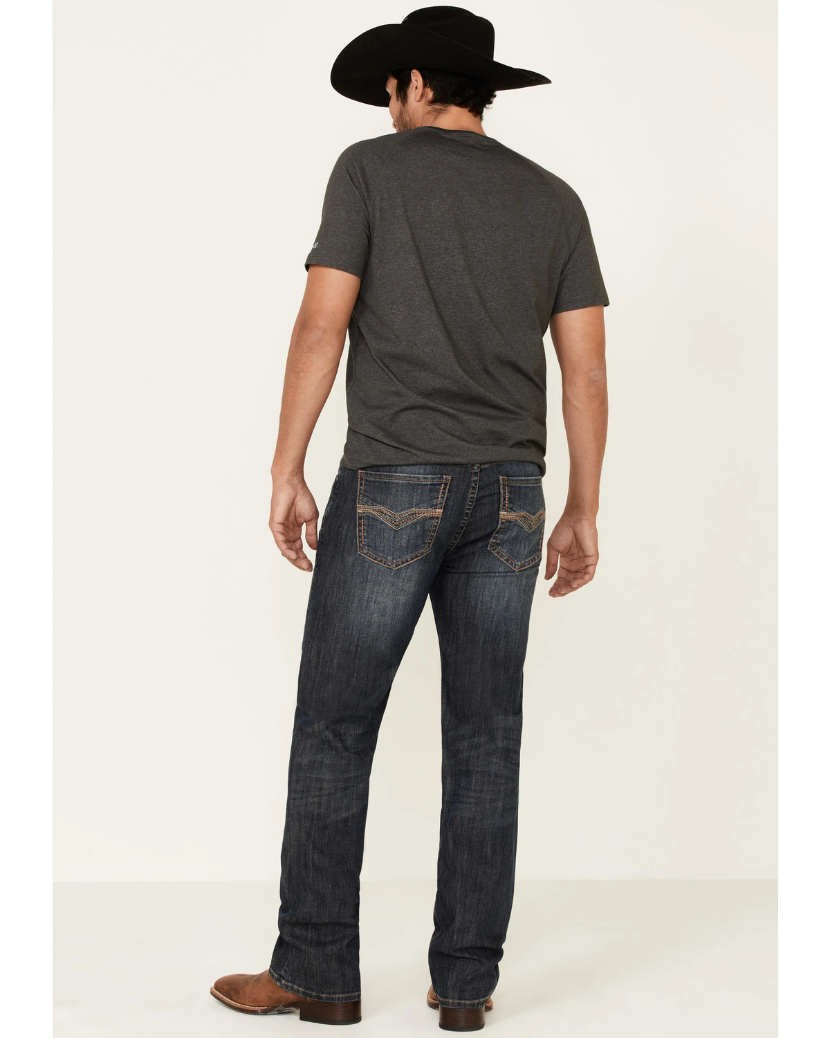 Rock & Roll Denim Men's Dark Vintage Double Barrel Stretch Relaxed Straight Jeans