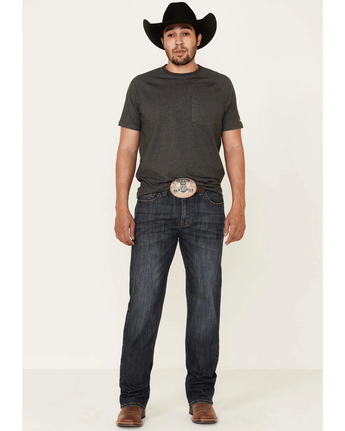 Rock & Roll Denim Men's Dark Vintage Double Barrel Stretch Relaxed Straight Jeans - Image 3