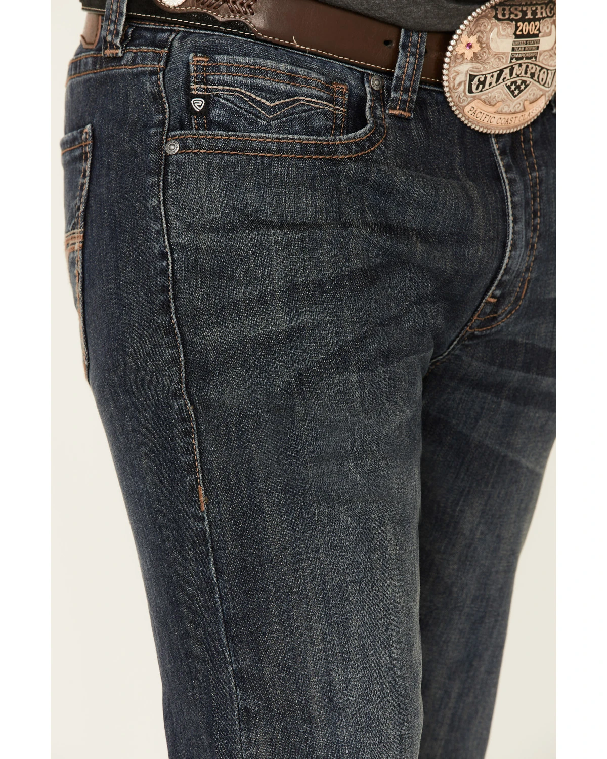 Rock & Roll Denim Men's Dark Vintage Double Barrel Stretch Relaxed Straight Jeans - Image 4