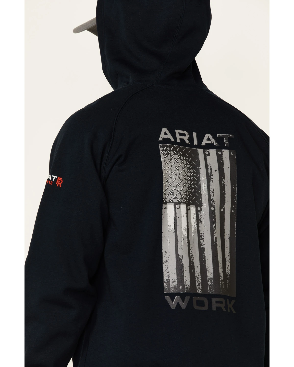 Ariat Men's FR Primo Fleece Alloy Flag Graphic Zip-Front Hooded Work Jacket - Image 3