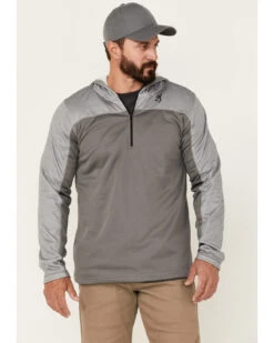 Browning Men's Gray Hayes 1/4 Zip Front Hooded Pullover