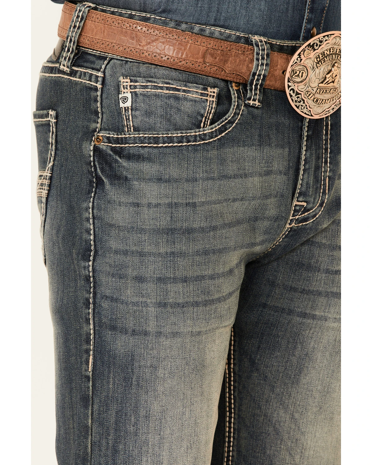 Rock & Roll Denim Men's Pistol Medium Vintage Stretch Regular Straight Jeans - Image 2