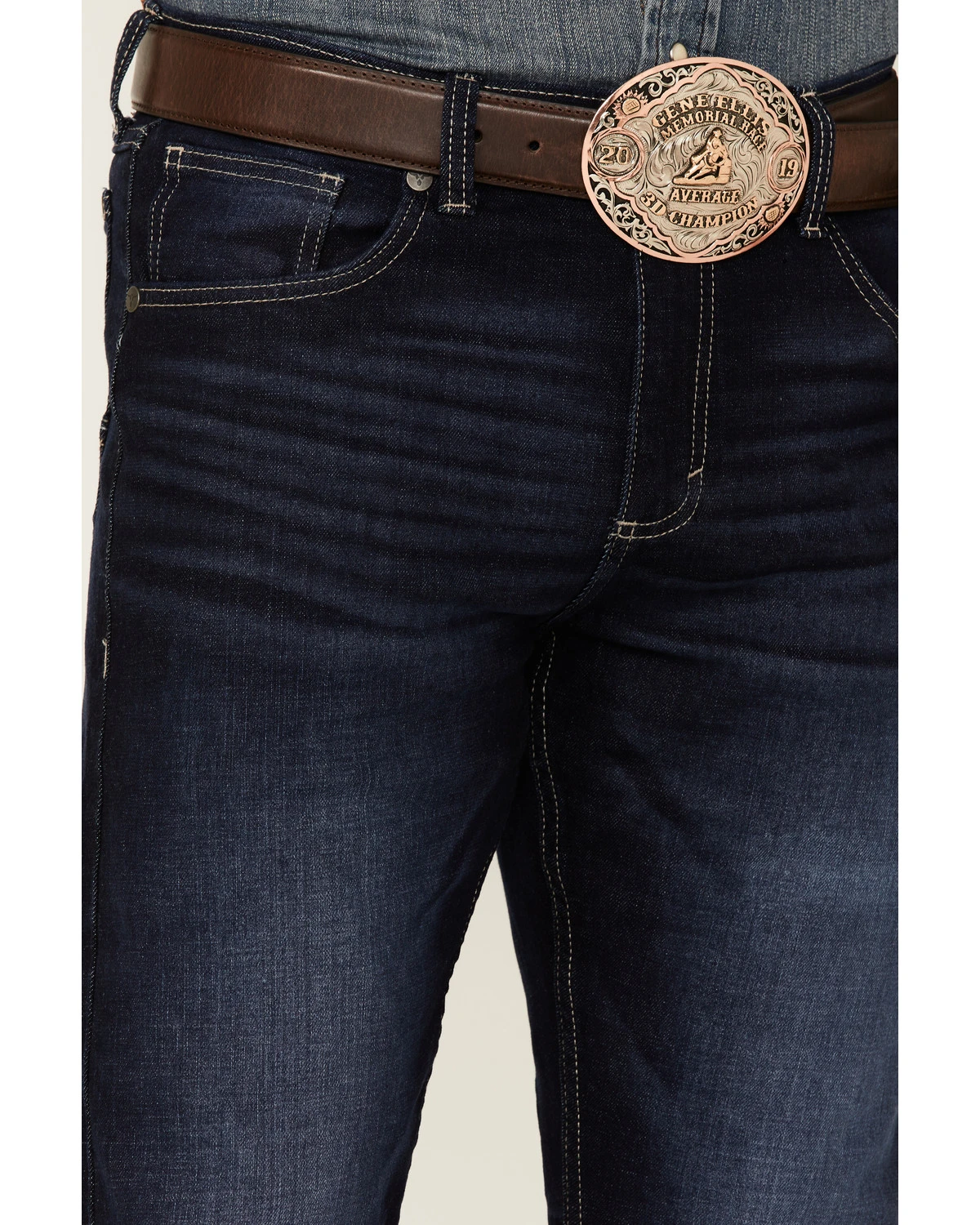 Wrangler 20X Men's Azure Vintage Dark Wash Stretch Slim Bootcut Jeans - Long - Image 2