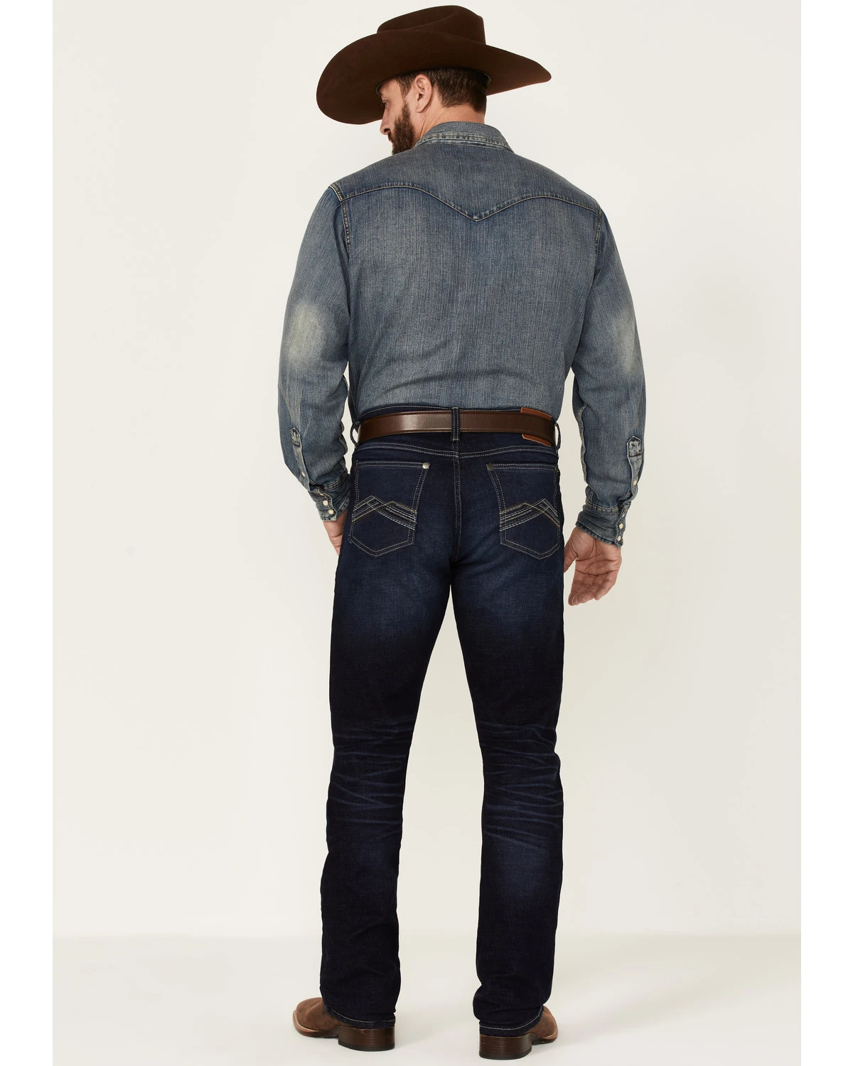 Wrangler 20X Men's Azure Vintage Dark Wash Stretch Slim Bootcut Jeans - Long - Image 3