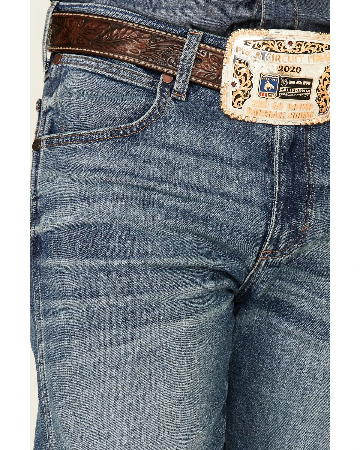 Wrangler Retro Men's Shadow Medium Wash Stretch Slim Bootcut Jeans - Long - Image 2