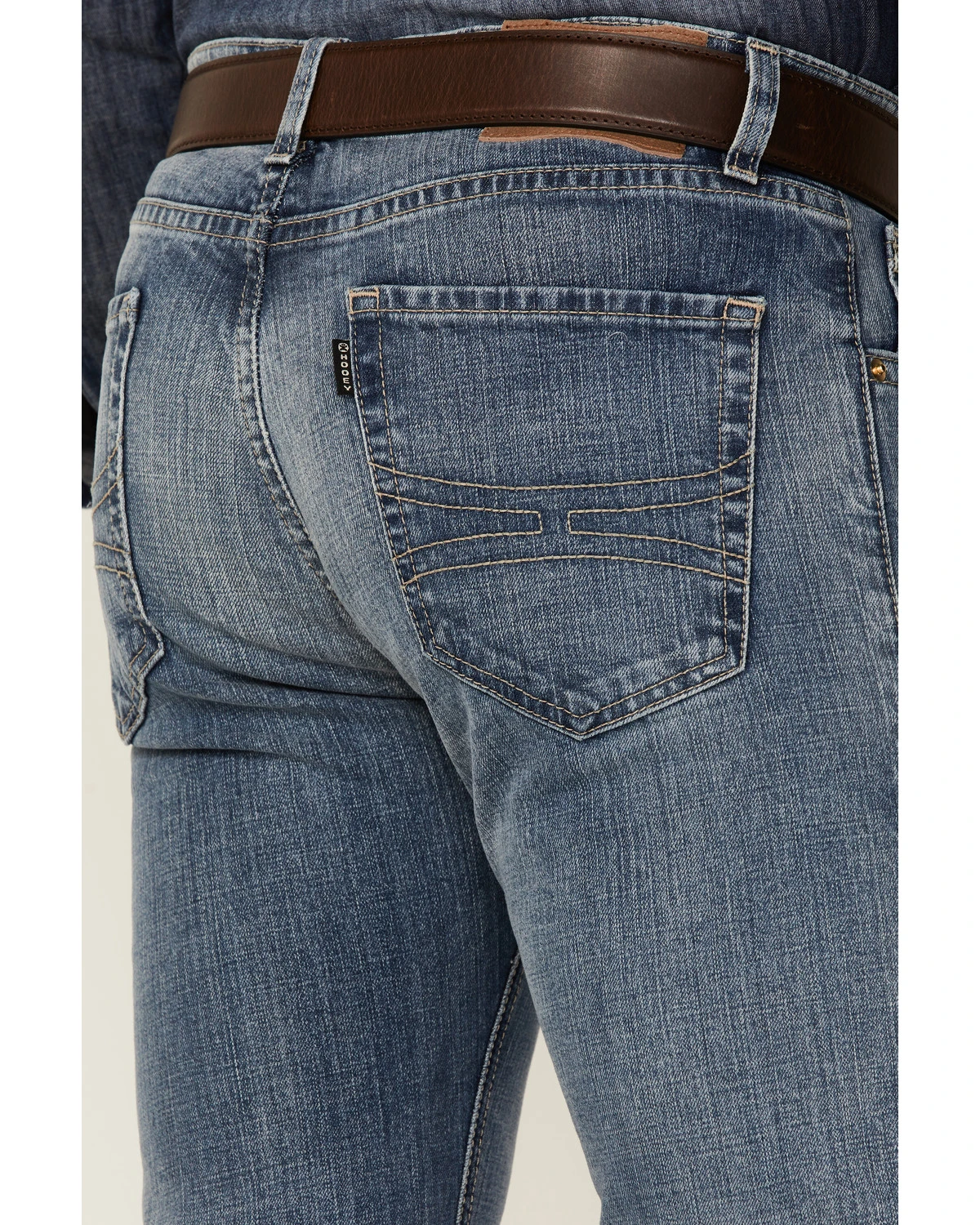 Rock & Roll Denim Men's Hooey Light Vintage Wash Revolver Stretch Slim Straight Jeans - Image 2