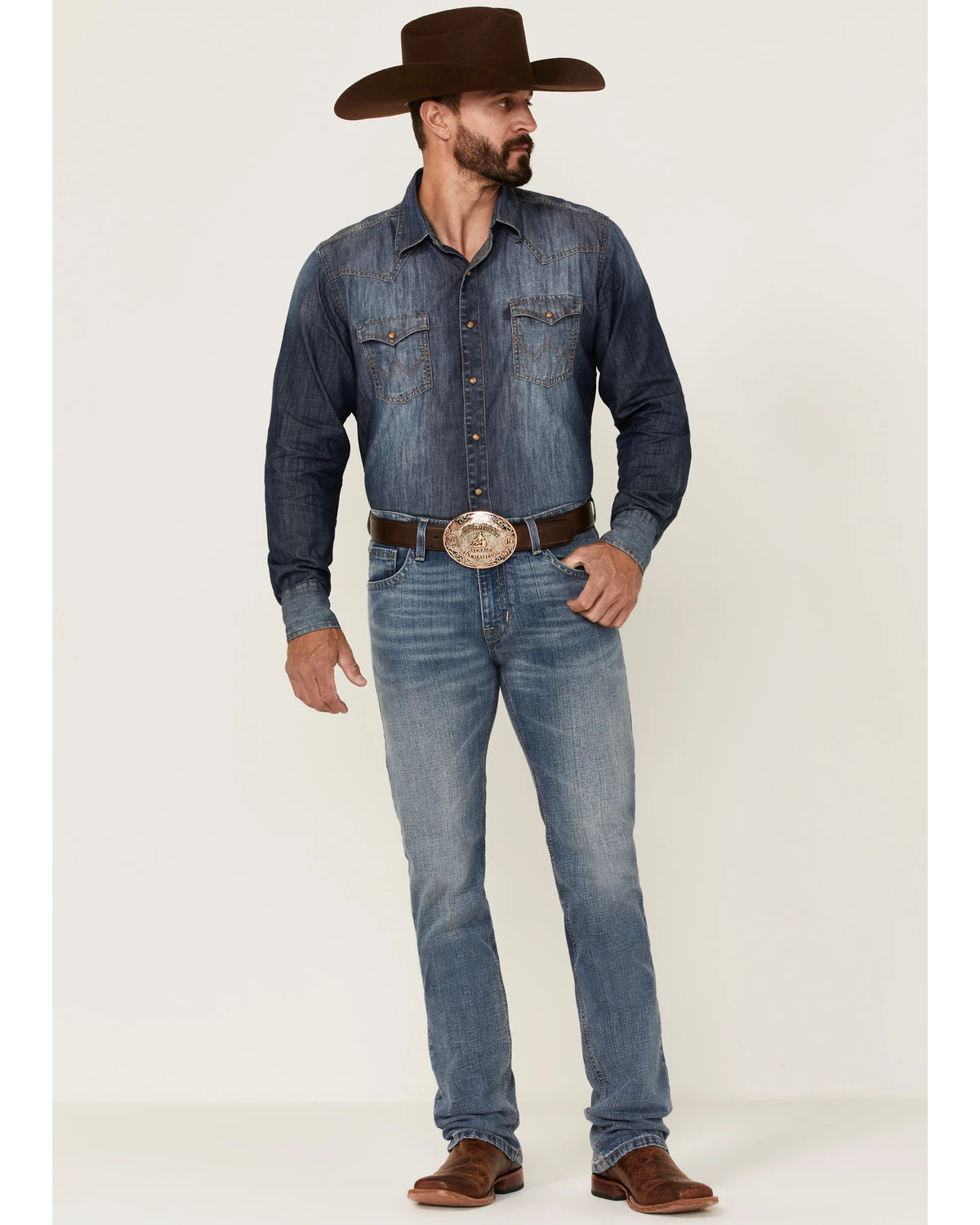 Rock & Roll Denim Men's Hooey Light Vintage Wash Revolver Stretch Slim Straight Jeans - Image 3