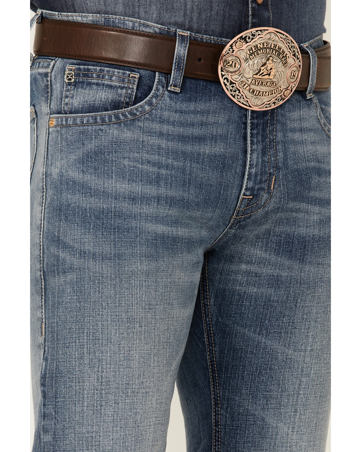Rock & Roll Denim Men's Hooey Light Vintage Wash Revolver Stretch Slim Straight Jeans - Image 4