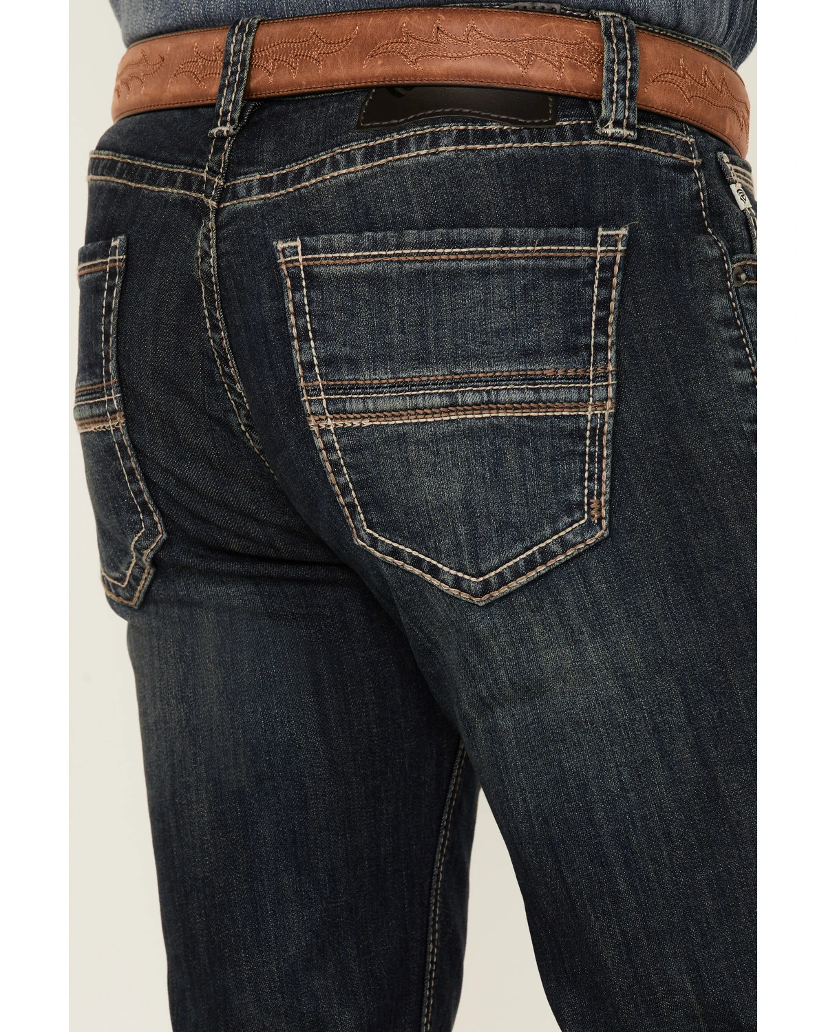 Rock & Roll Denim Men's Vintage Dark Revolver Stretch Slim Straight Jeans - Image 2