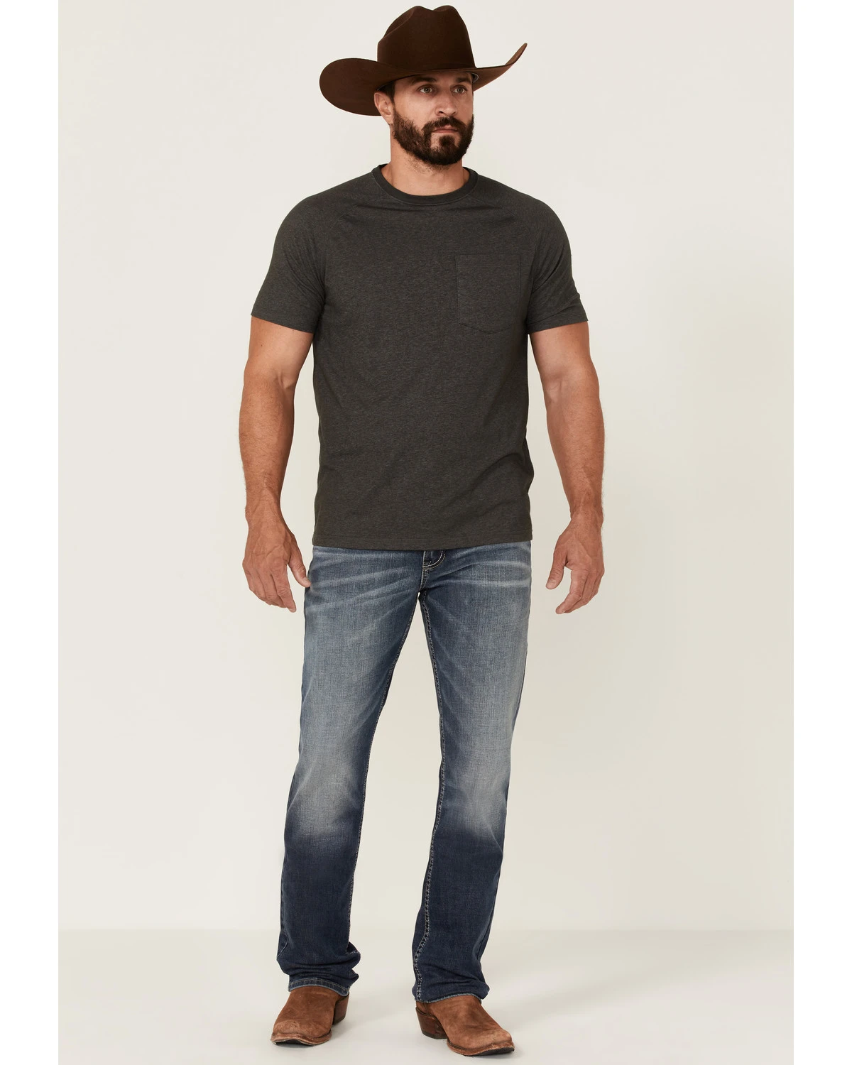 Moonshine Spirit Men's Diamond Hitch Medium Dark Wash Stretch Slim Straight Jeans