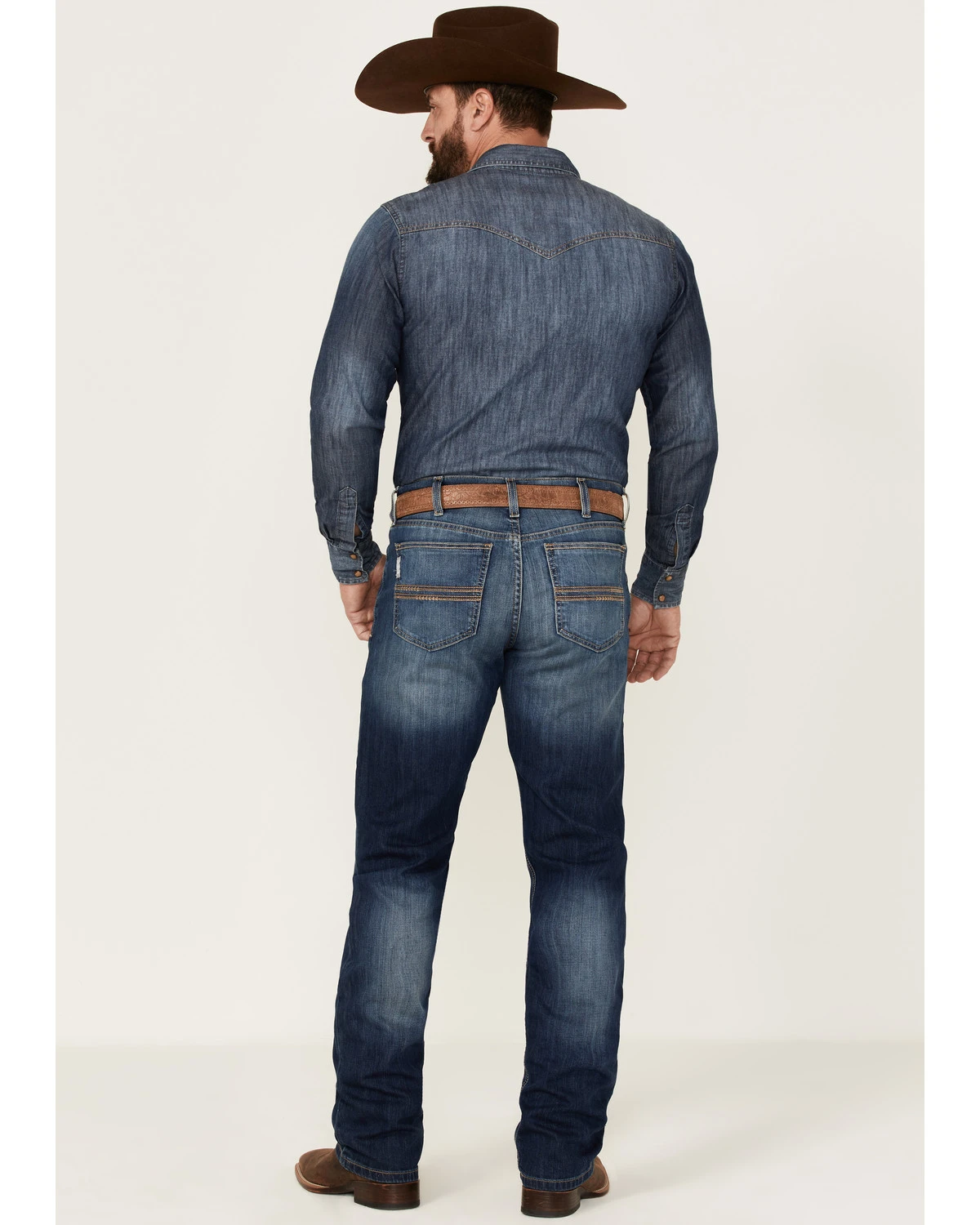 Cinch Men's Silver Label Medium Stonewash Performance Stretch Slim Straight Jeans - Image 3