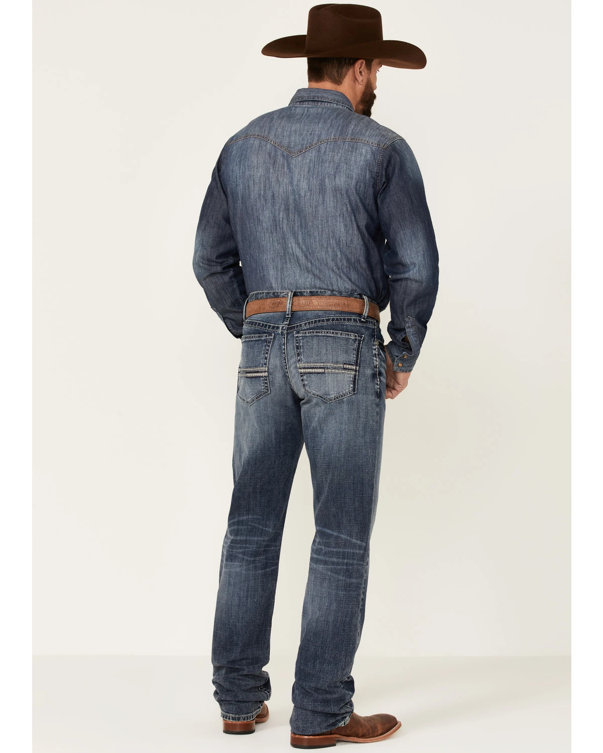 Cinch Men's White Label Medium Stonewash Performance Stretch Relaxed Straight Jeans - Image 3