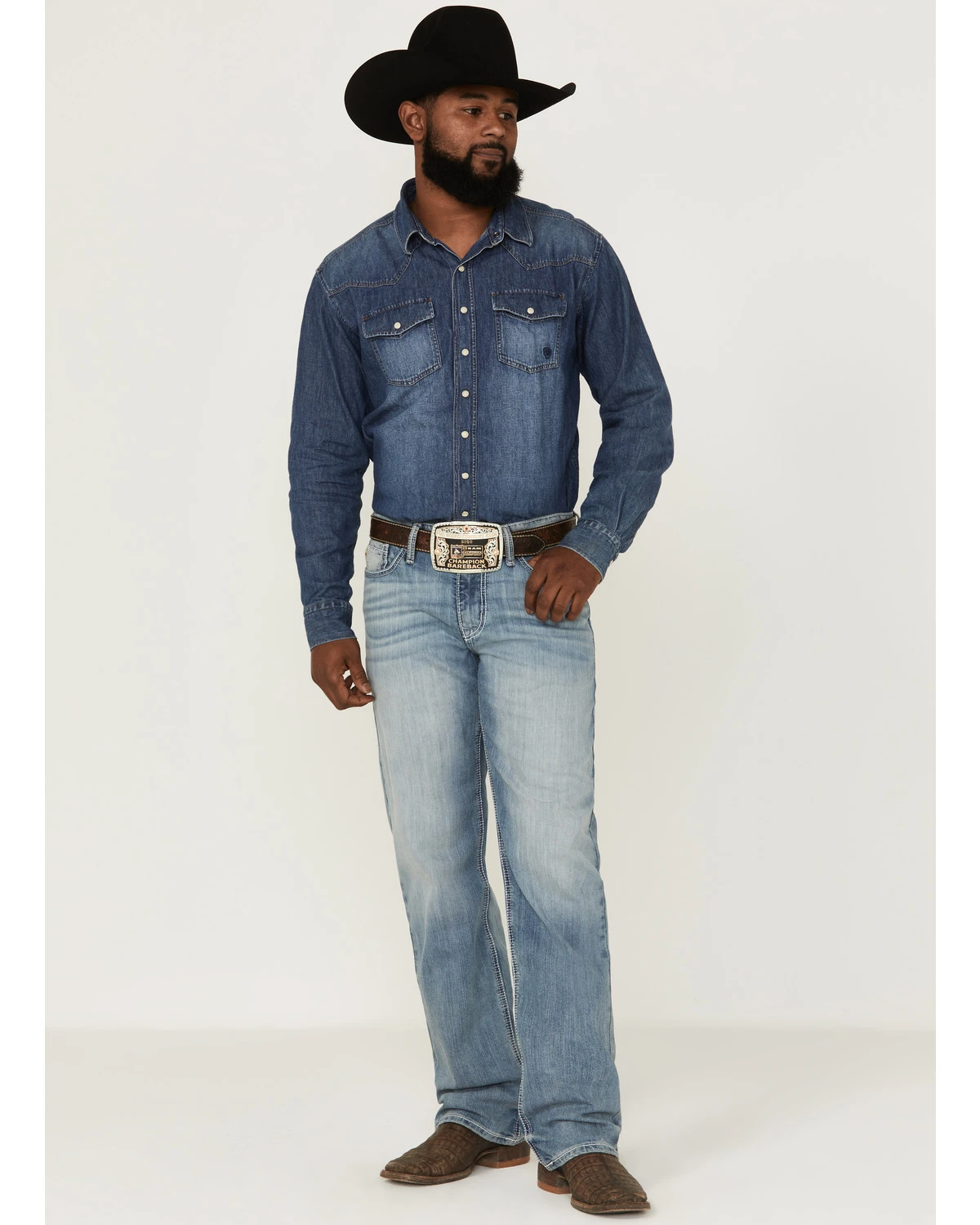 Cinch Men' Grant Light Stonewash Performance Bootcut Jeans