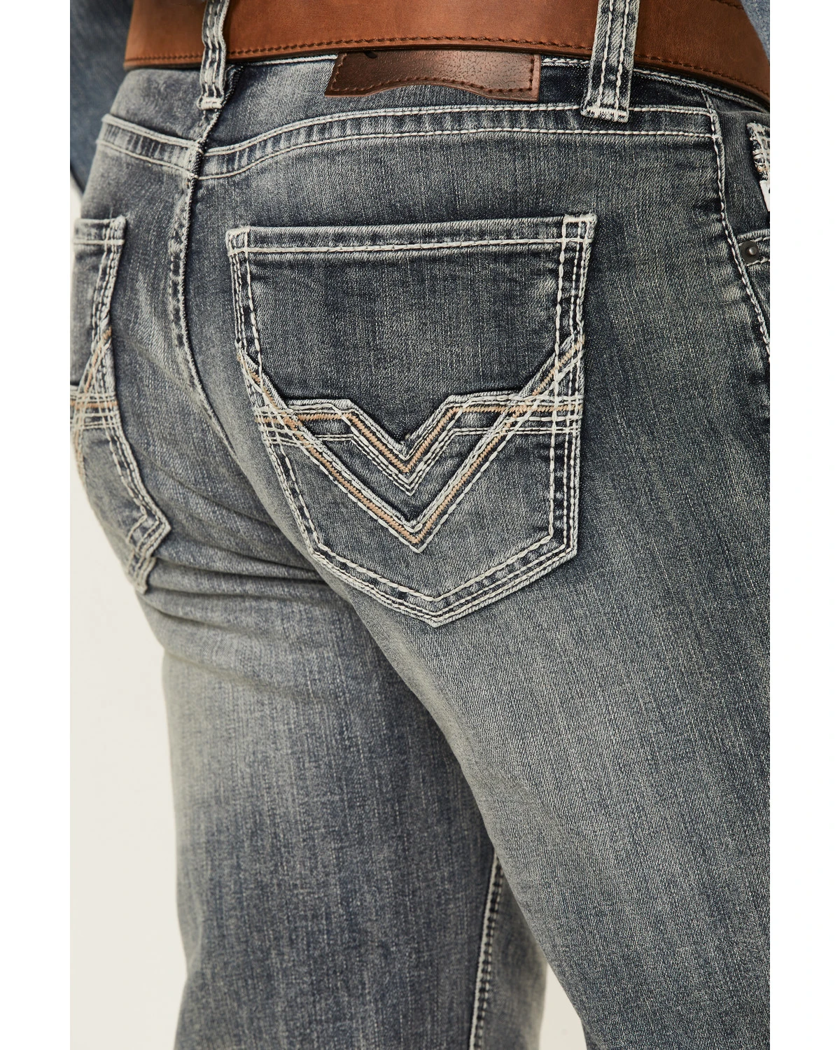 Rock & Roll Denim Men's Medium Vintage Wash Double Barrel Stretch Relaxed Straight Jeans - Image 2