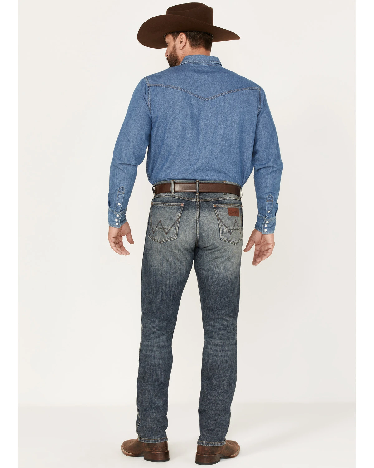 Wrangler Retro Men's Dark Knight Medium Wash Stretch Slim Straight Jeans - Image 3