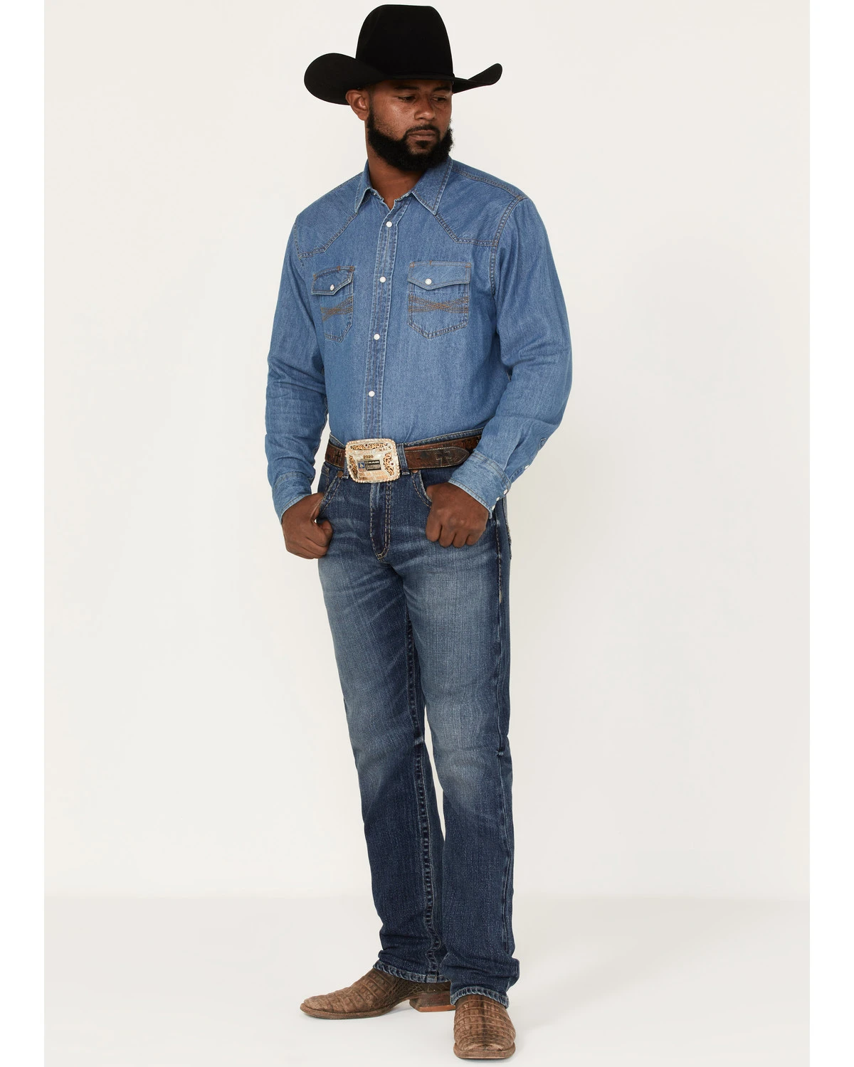 Rock 47 By Wrangler Cornflower Medium Dark Wash Stretch Slim Straight Jeans