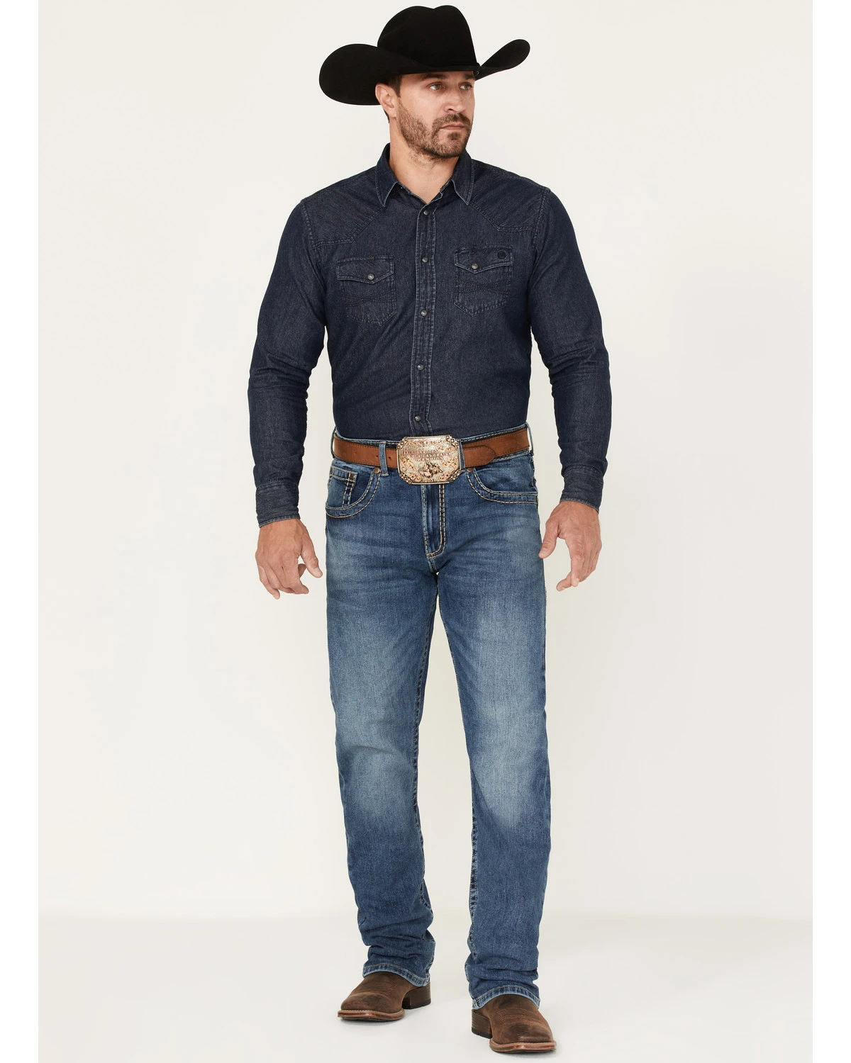 Rock 47 By Wrangler Men's Ash Medium Wash Stretch Slim Straight Jeans