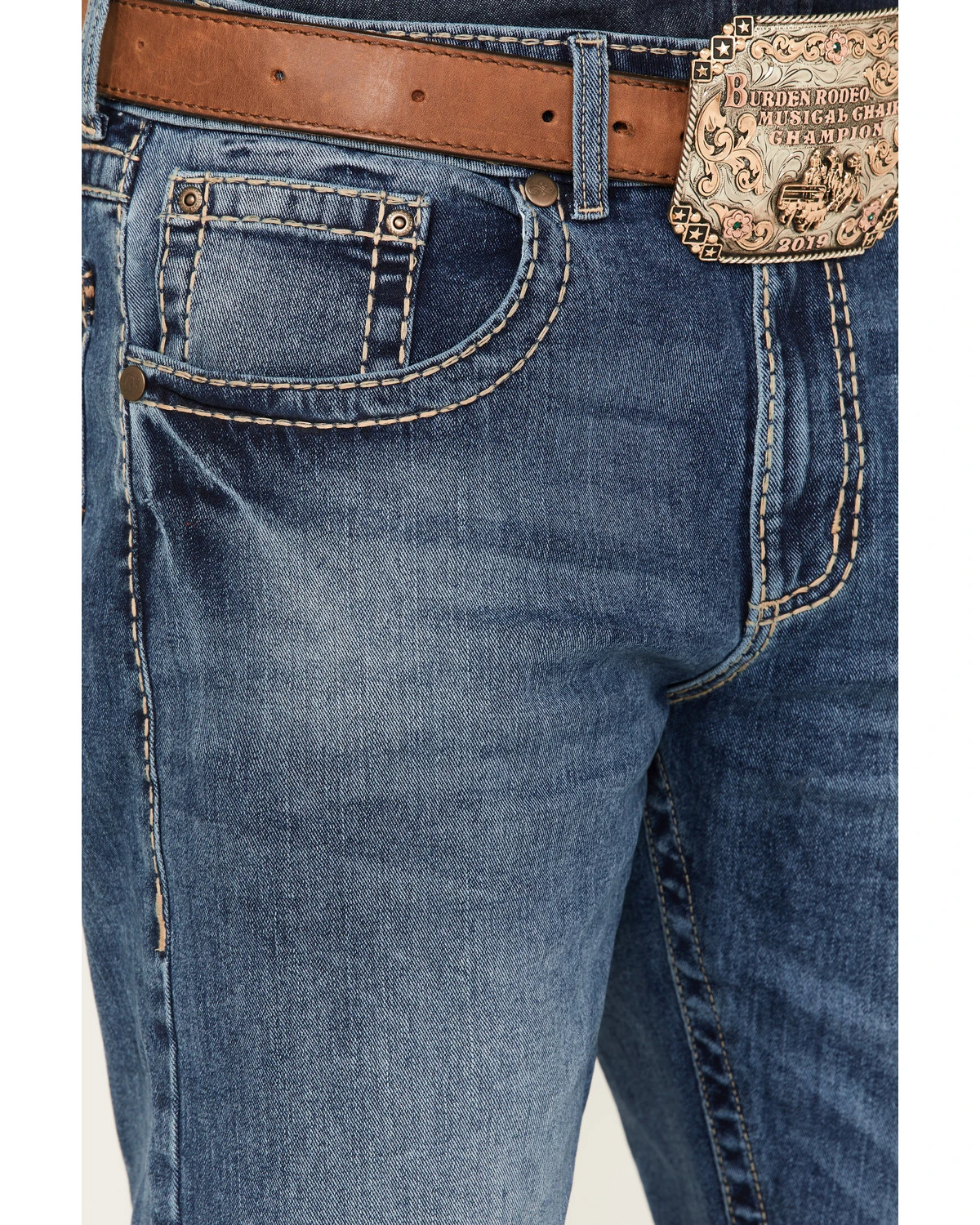 Rock 47 By Wrangler Men's Ash Medium Wash Stretch Slim Straight Jeans - Image 2