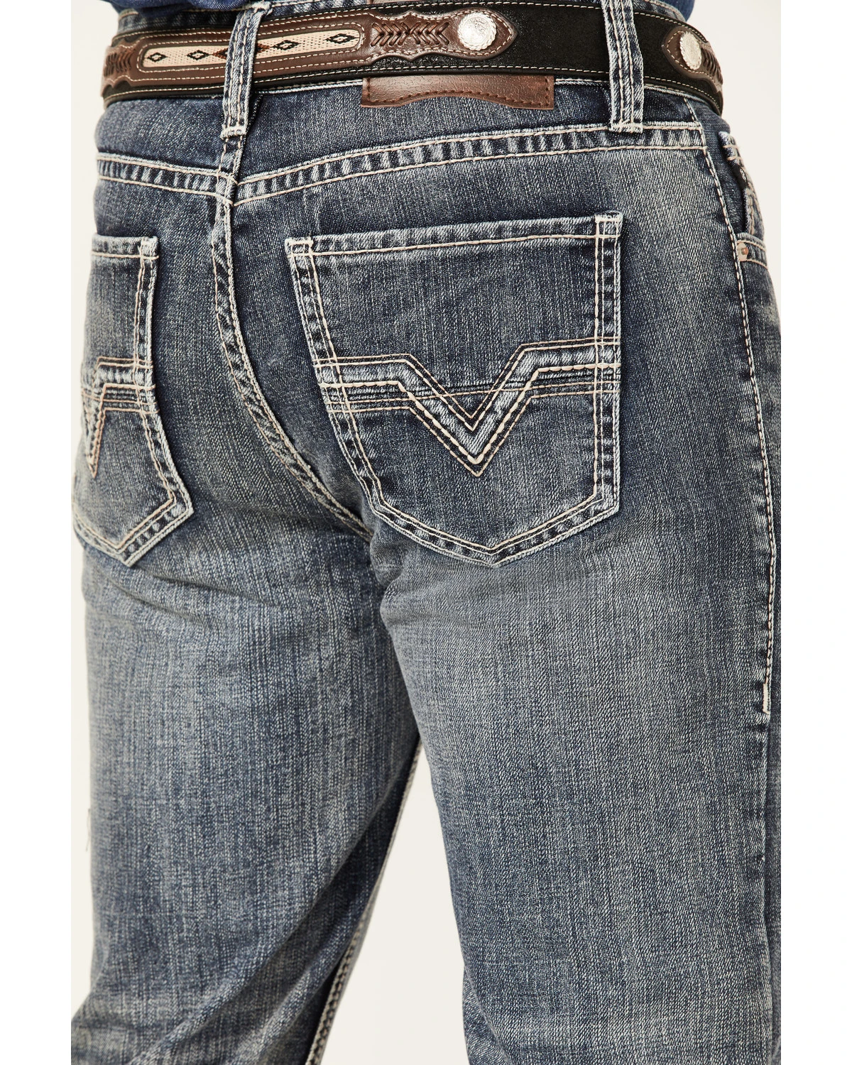 Rock & Roll Denim Men's Double Barrel Medium Wash Two Tone Raise Relaxed Straight Jeans - Image 2