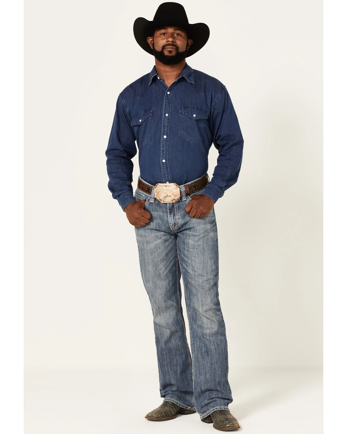 Rock & Roll Denim Men's Double Barrel Medium Wash Relaxed Bootcut Jeans - Image 3