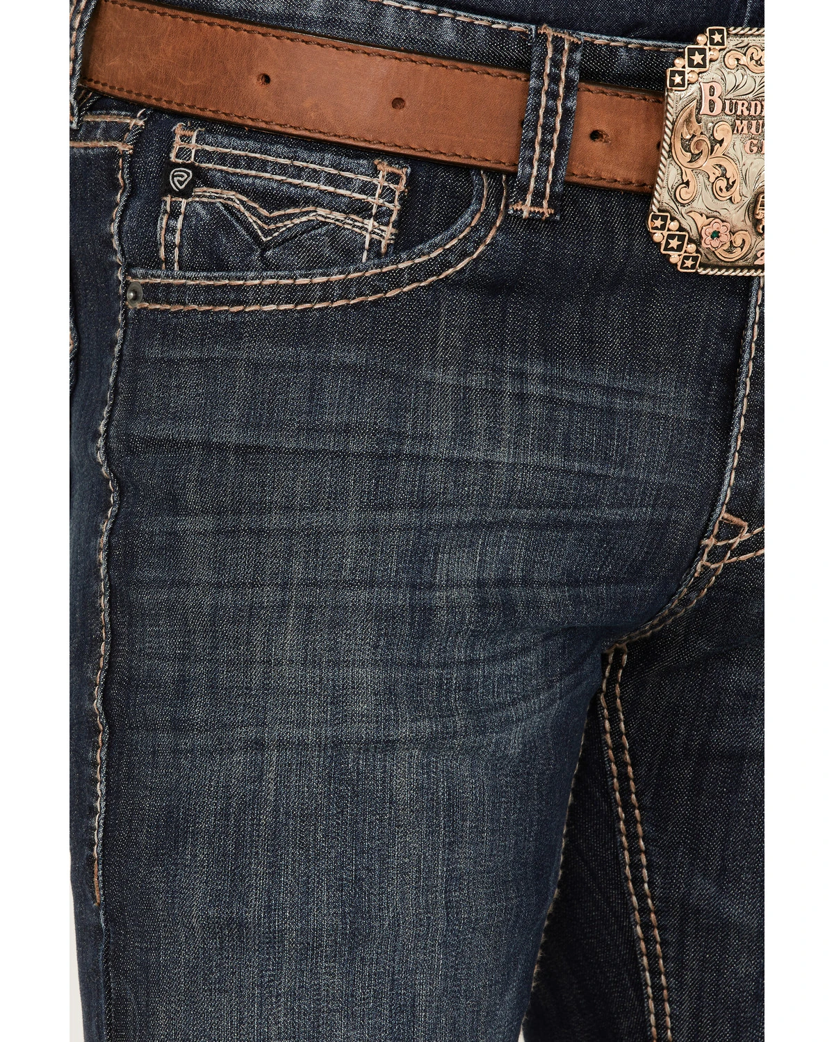 Rock & Roll Denim Men's Revolver Dark Wash Stretch Slim Straight Jeans - Image 4
