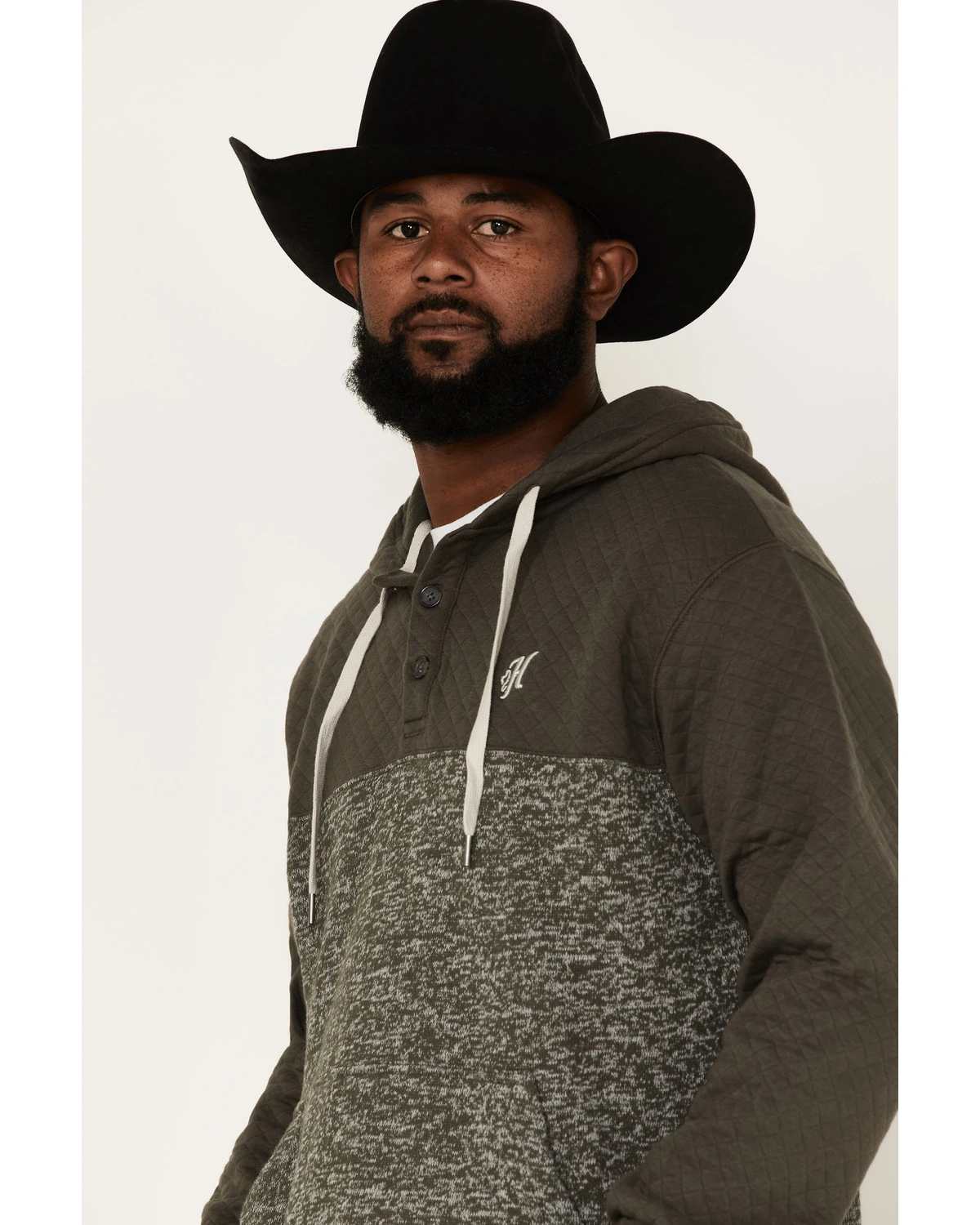 Hooey Men's Jimmy Quilted 1/4 Button Hooded Pullover - Image 2