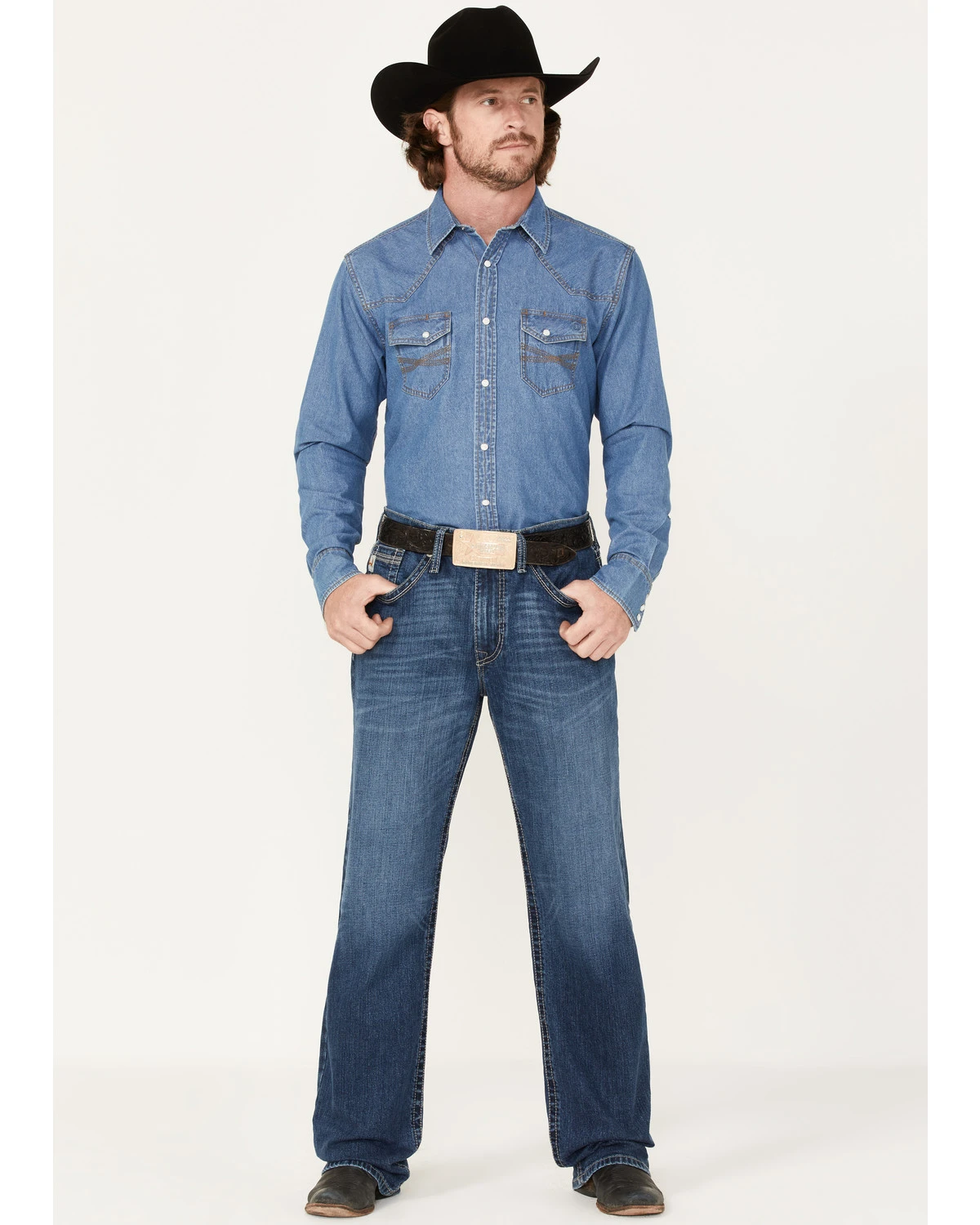 Cinch Men's Grant Medium Wash Relaxed Bootcut Performance Jeans