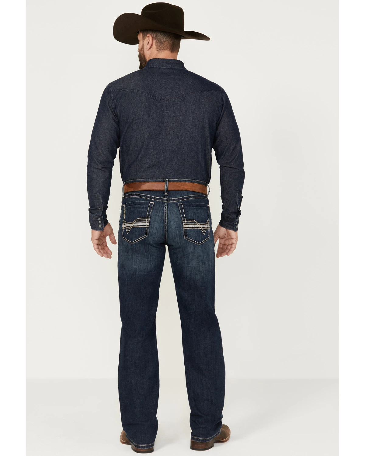 Cinch Men's Grant Dark Stonewash Relaxed Bootcut Stretch Performance Jeans - Image 3