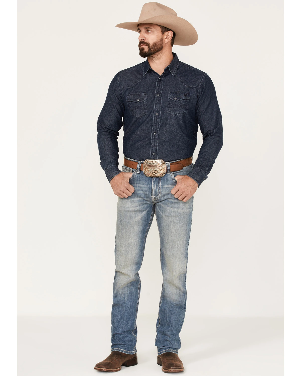 Rock & Roll Denim Men's Slim Fit Straight Rope Stitch Pocket Bootcut Jeans - Image 3