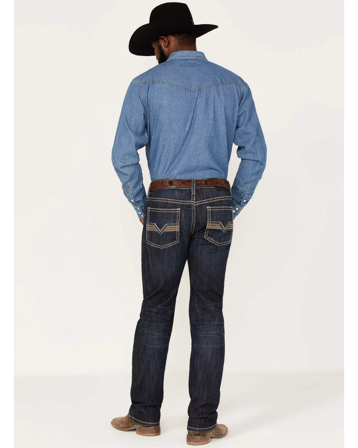 Rock & Roll Denim Men's Dark Wash Pistol Stackable Reflex Bootcut Jeans