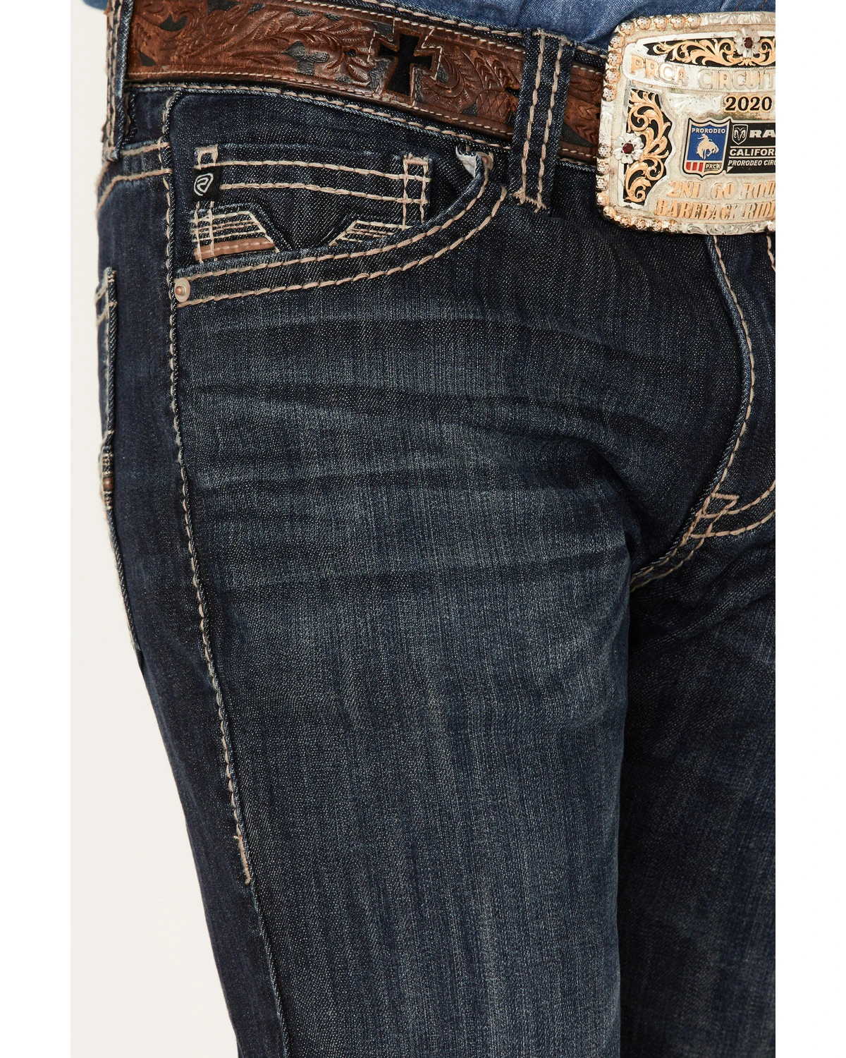 Rock & Roll Denim Men's Dark Wash Pistol Stackable Reflex Bootcut Jeans - Image 4