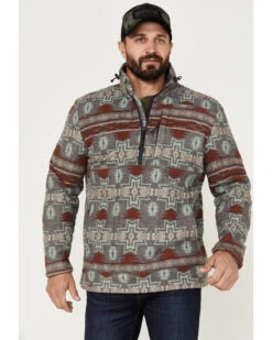 Powder River Outfitters Men's 1/2 Zip Southwestern Print Fleece Sweatshirt