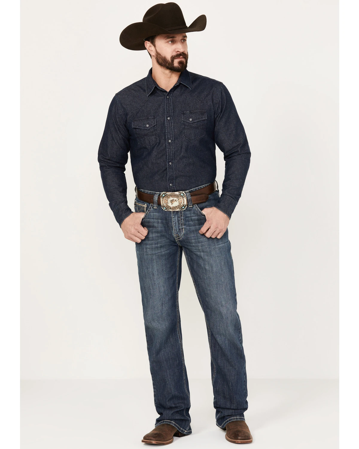 Rock & Roll Denim Men's Double Barrel Medium Vintage Wash Relaxed Bootcut Reflex Denim Jeans - Image 3