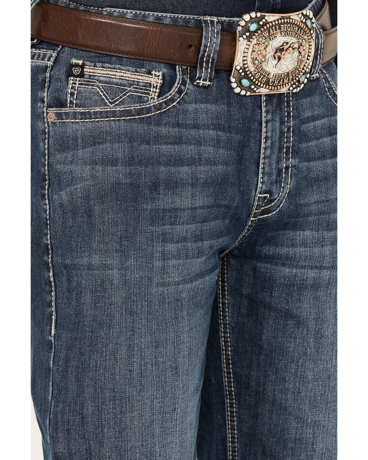 Rock & Roll Denim Men's Double Barrel Medium Vintage Wash Relaxed Bootcut Reflex Denim Jeans - Image 4