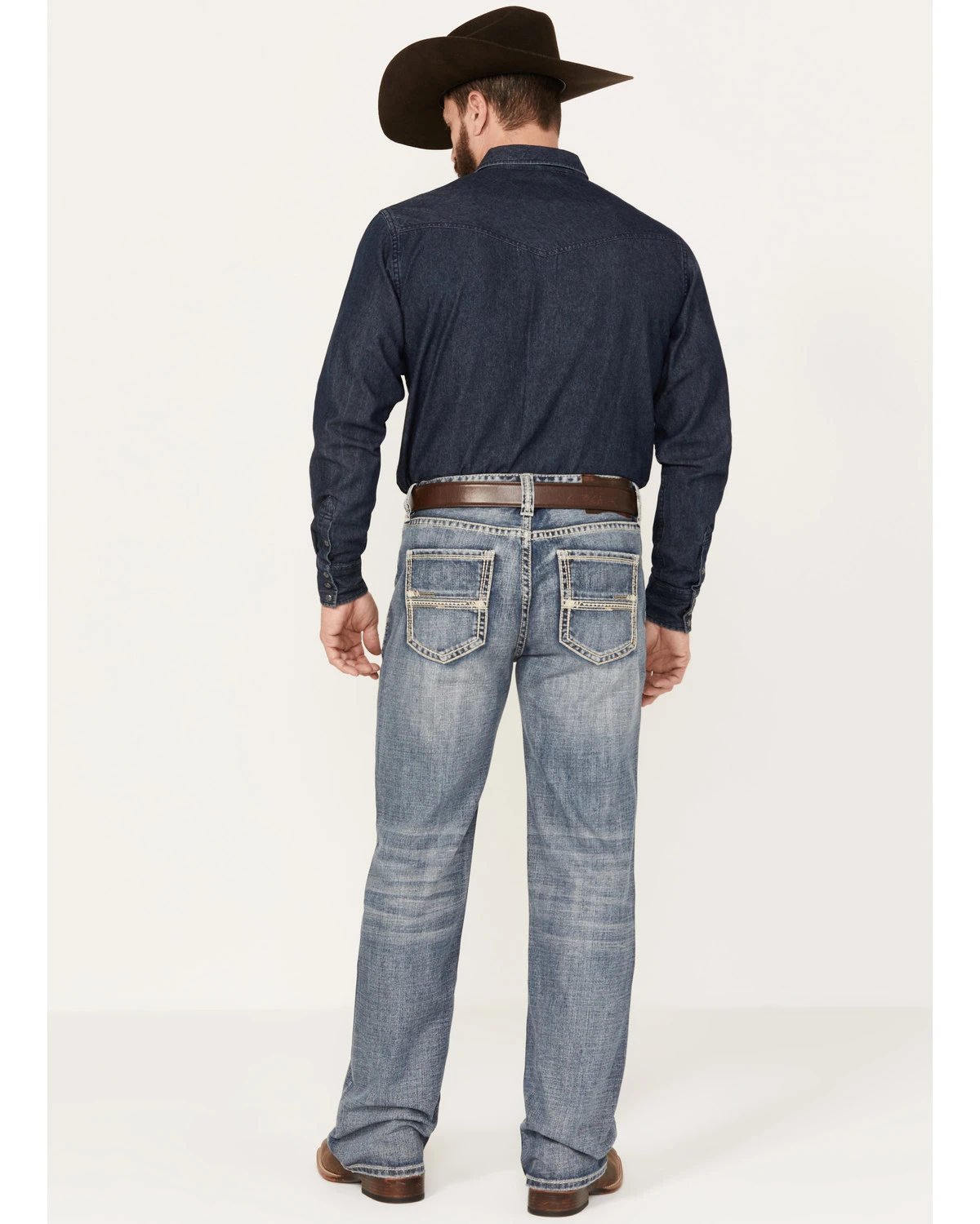 Rock & Roll Denim Men's Double Barrel Medium Vintage Wash Straight Leg Denim Jeans