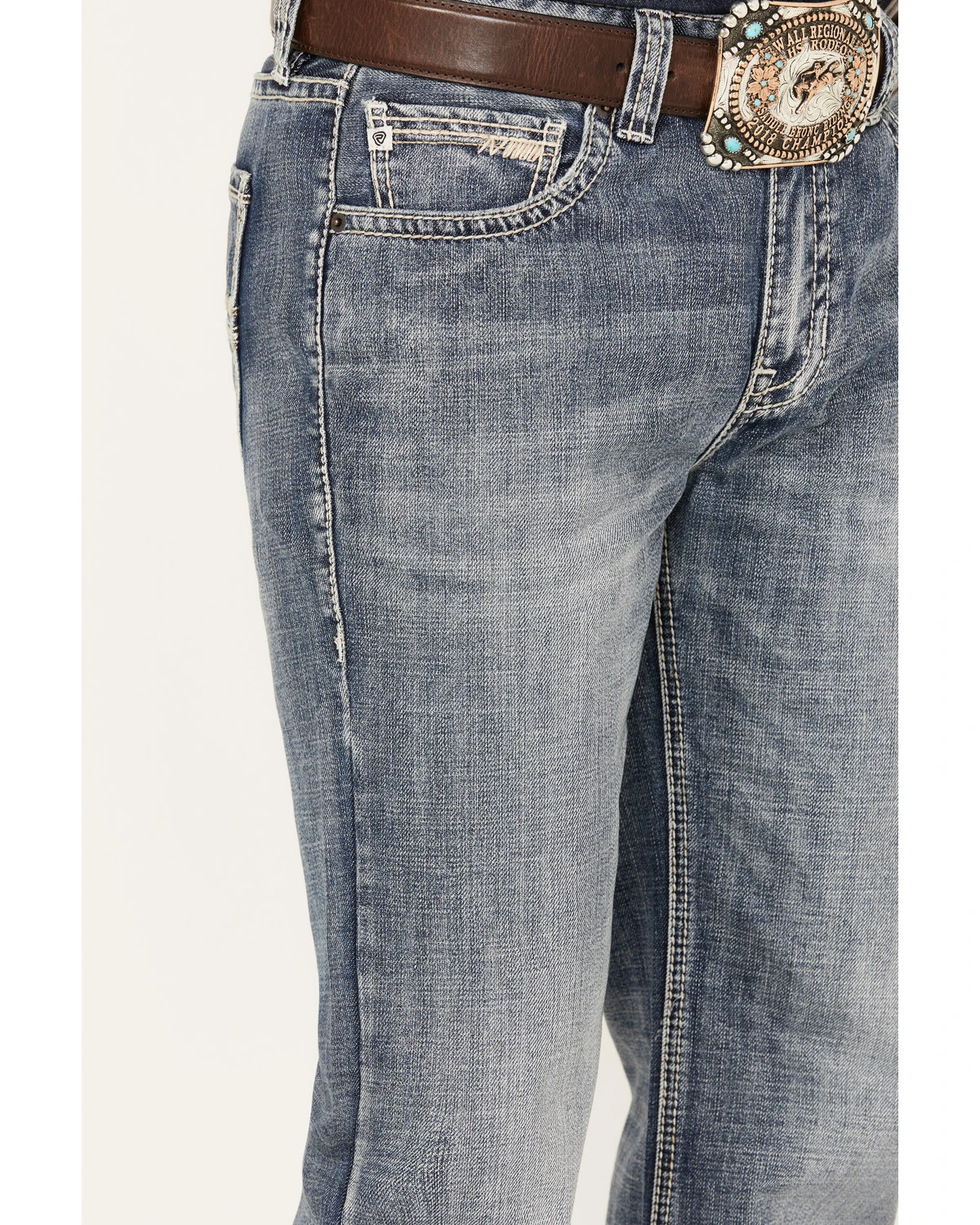 Rock & Roll Denim Men's Double Barrel Medium Vintage Wash Straight Leg Denim Jeans - Image 4