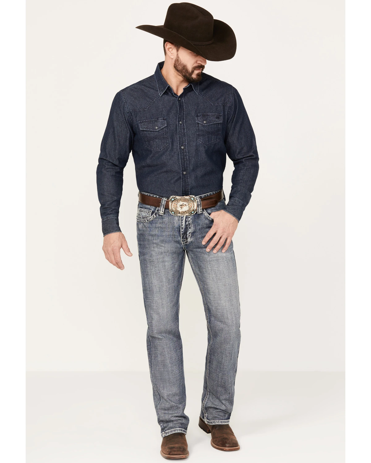 Rock & Roll Denim Men's Pistol Medium Vintage Wash Straight Leg Denim Jeans - Image 3