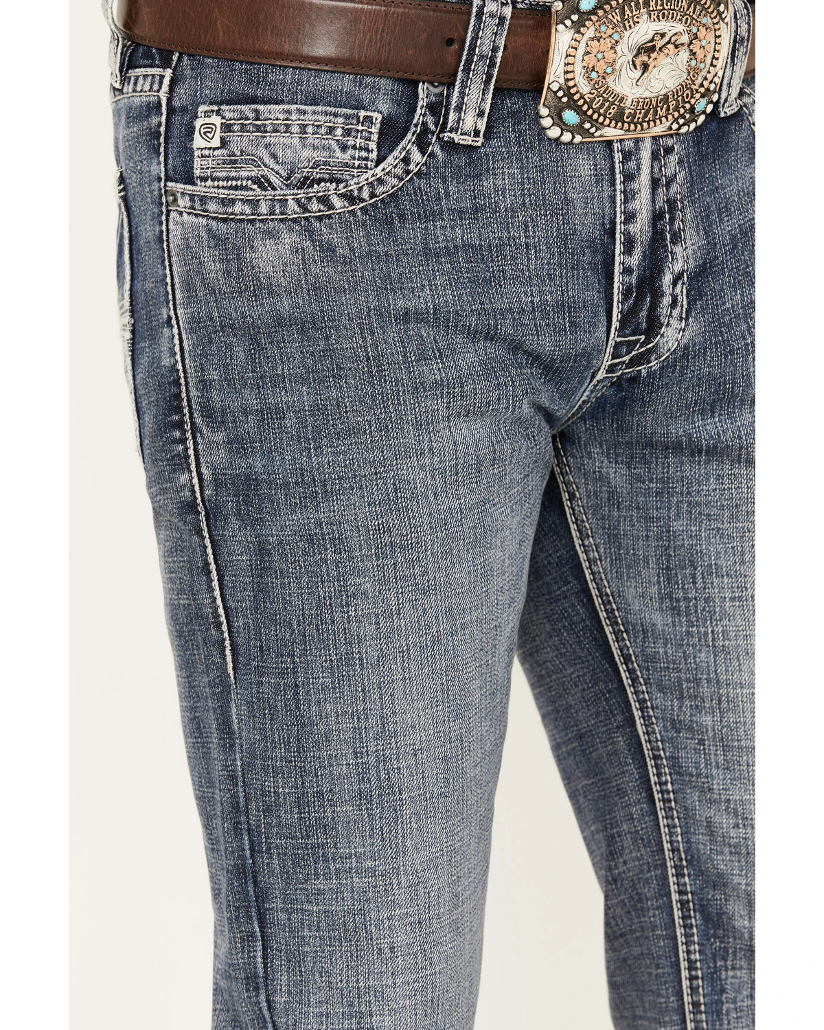 Rock & Roll Denim Men's Pistol Medium Vintage Wash Straight Leg Denim Jeans - Image 4
